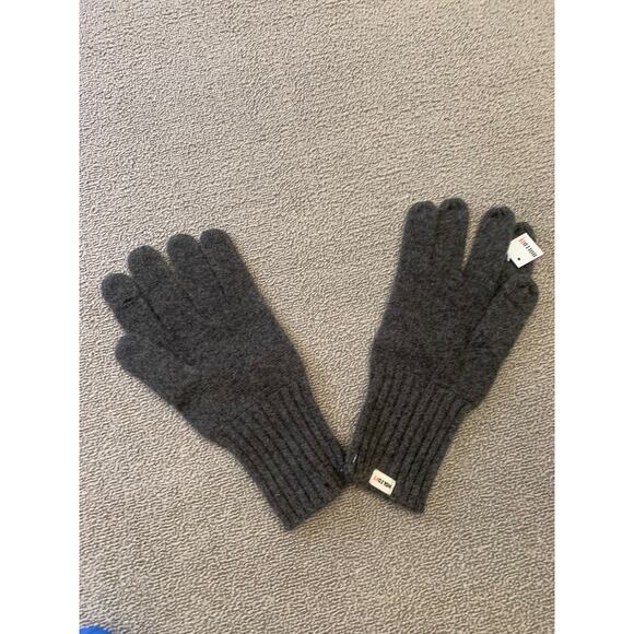Carolina Amato Men One Size Charcoal Holed It Cashmere Gloves - Picture 2 of 5